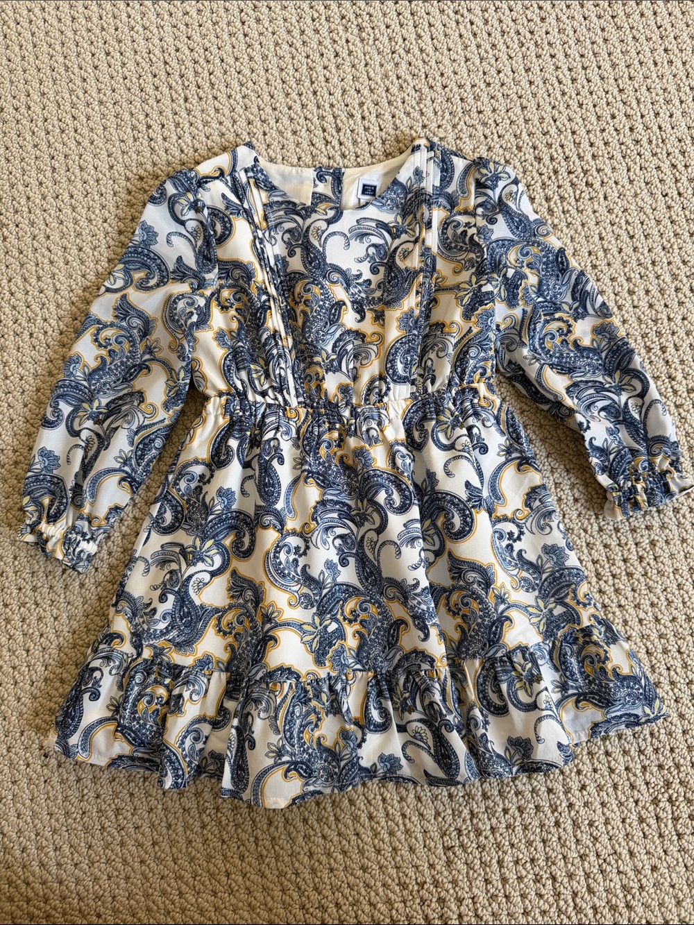 Janie & Jack Paisley Print Long Sleeve Dress